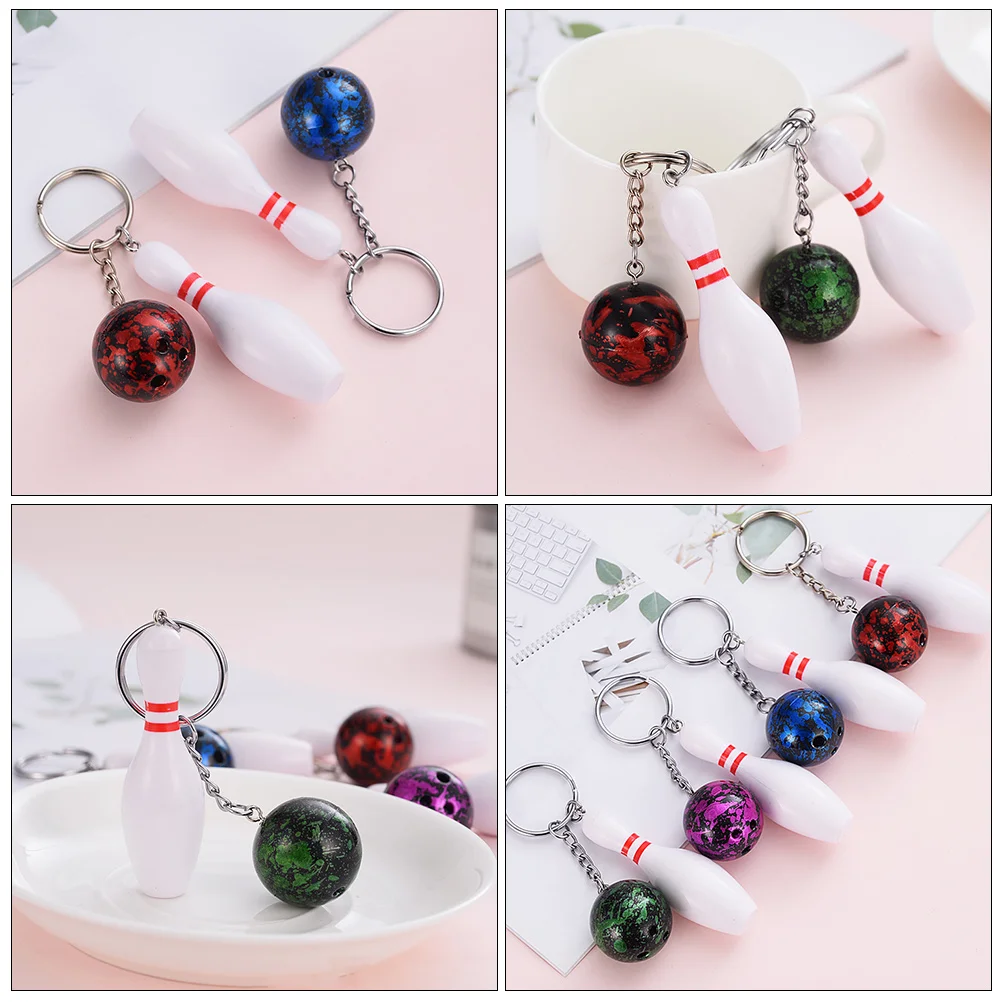 4 Pcs Bowling Keychain Kids Bowling Bowling Graduation Gifts Decorate Football Keychain Zinc Alloy Bowling Shape Keychains Miss
