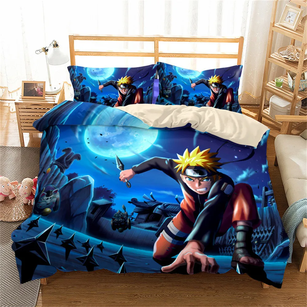 

Ninja Uzumaki Uchiha Narutoes Duvet Cover Cartoon Bedding Set Double 200x200 Size for Kids Boy Girls Bedroom Decor Home Textile