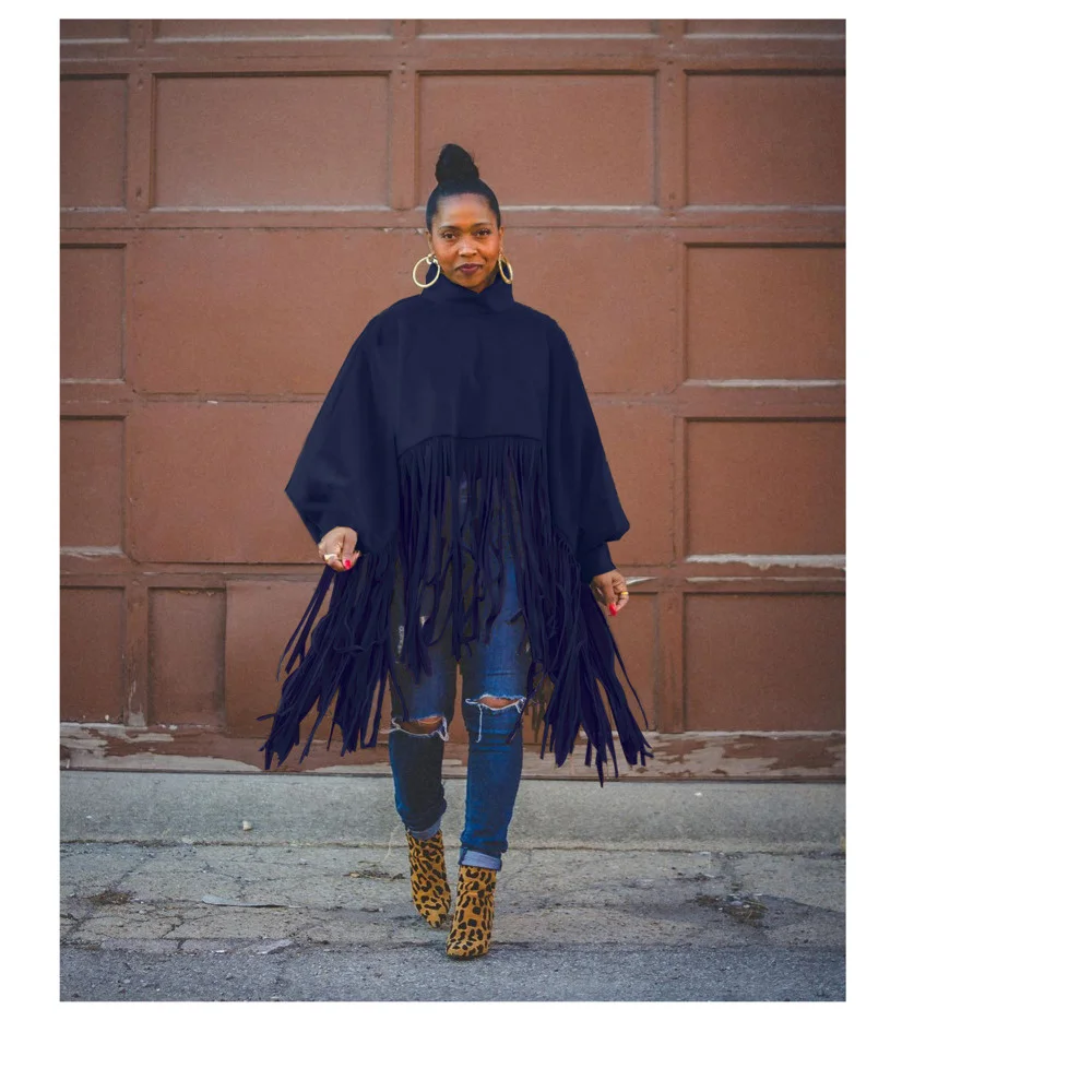 

Plus size Batwing Gx2210 Streetwear Autumn Fashion Winter Women Overcoat Sleeve Faux Mink Cashmere Tassel Cloak Coat