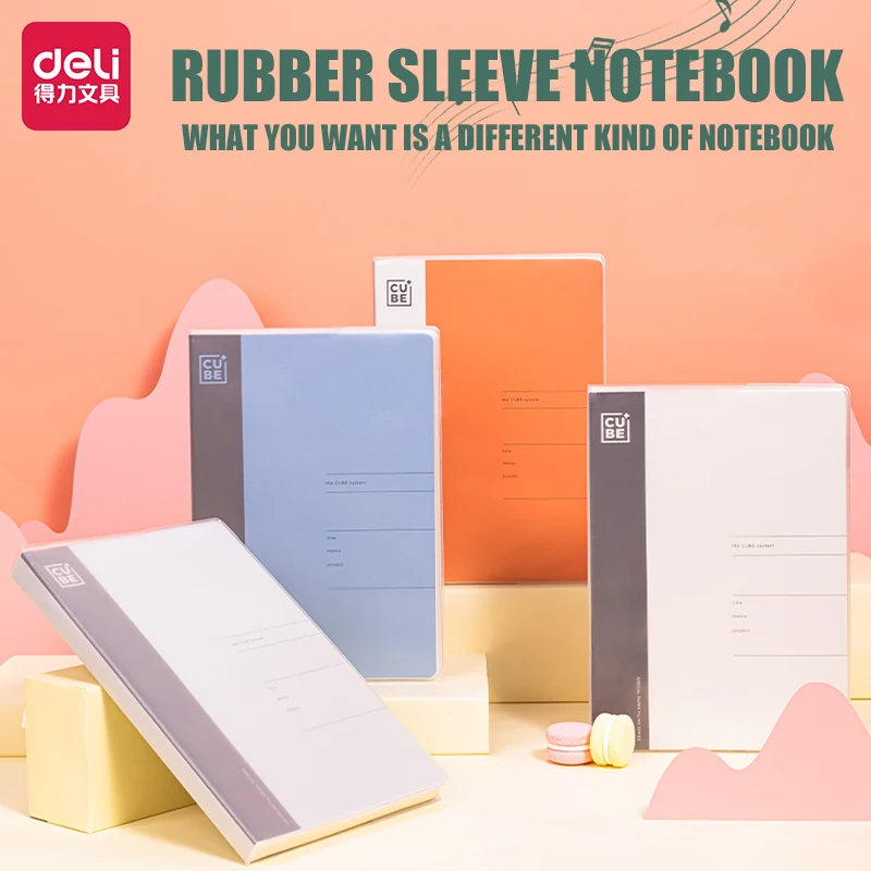 

Deli Gummed Jacket Notebook on Beige Paper, Smooth Writing, No Ink Bleed, Portable Horizontal Line Notebook Office Supplies