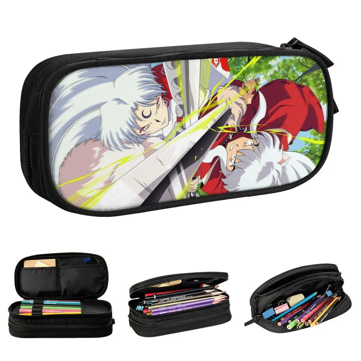

Creative Inuyasha Sesshoumaru Pencil Case Anime Pencilcases Pen for Student Large Storage Pencil Bags Office Gift Stationery