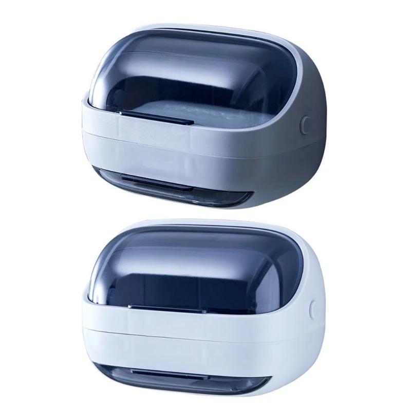 

Self-drain Soap Storage Holder Wall Mounted Flip Lid Soap Dishes Box with Removable Drain Tray Bathroom Accessories