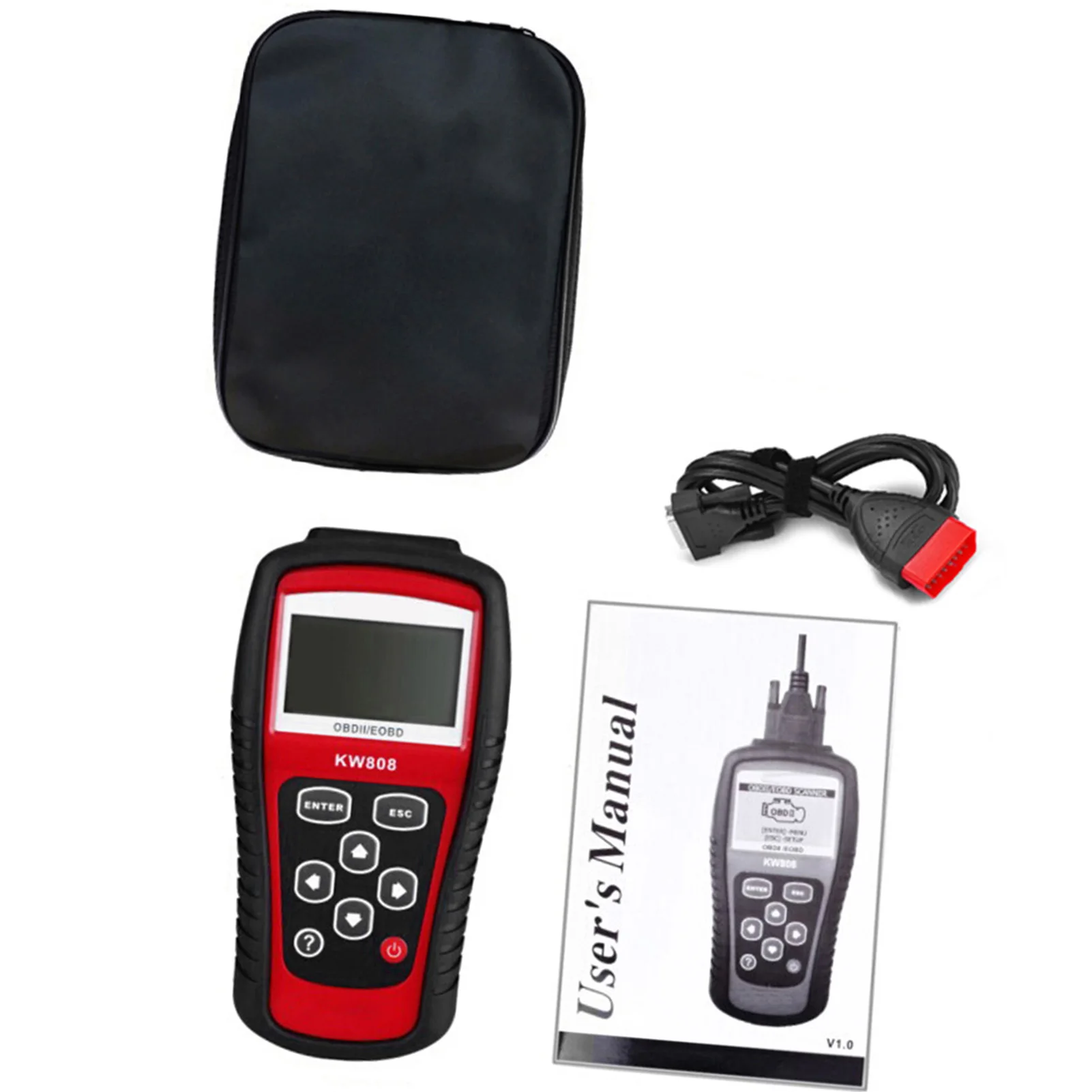 Считыватель кодов автомобилей и автоматический сканер декодер обнаружения KW808 KONNWEI OBDII / EOBD
