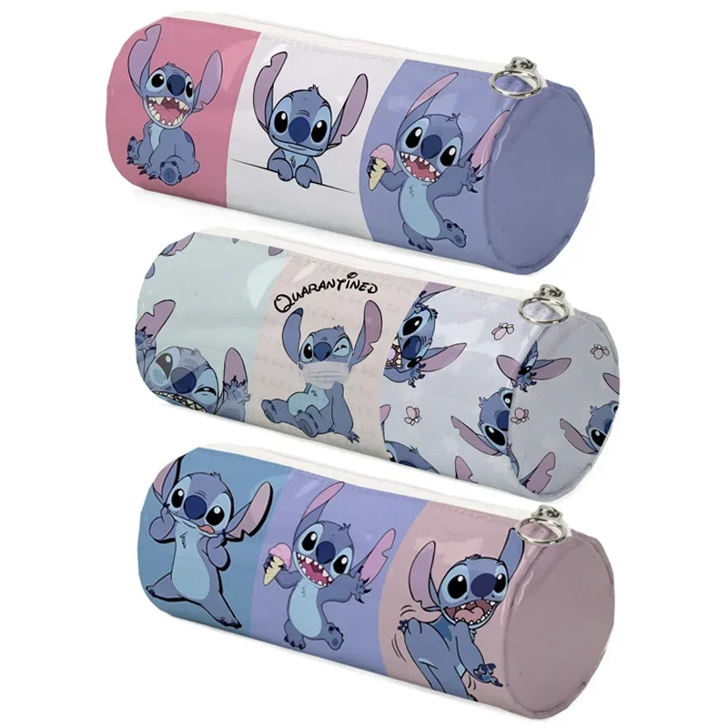 Cylindryczne piórniki Disney Lilo & Stitch dla dzieci Torba na długopisy z kreskówek o dużej pojemności Wodoodporna torba do przechowywania
