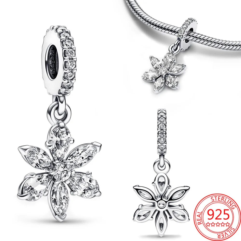 

Authentic 925 Silver Sparkling Herbarium Cluster Dangle Charm Fit Bracelet & Necklace Exquisite Jewelry Pendant Gift
