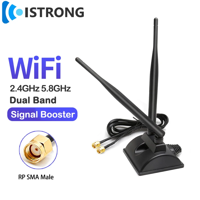 

2.4G 5.8GHz WiFi Antenna RP SMA 6dbi External Magnetic Base for Indoor Mobile Signal Booster Router Modem Network Card Enhancer