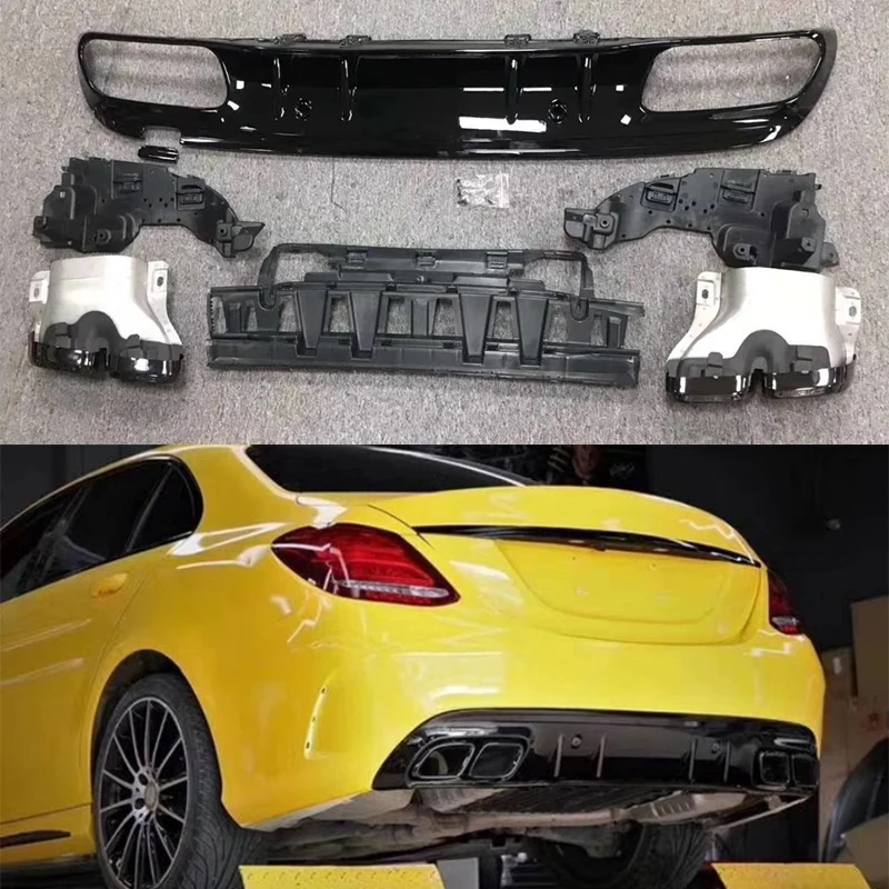 

For Benz C-class W205 C63s Style C200 C300 2015-2019 Car Diffuser With Black/Silver Exhaust Pipes easy installation