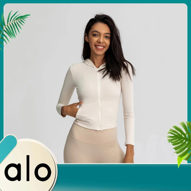 

Alo Yoga 2022 New Zipper Long-sleeved Sports Jacket Quick-drying Tight-fitting Yoga Clothes Women's Running Fitness Sportswear