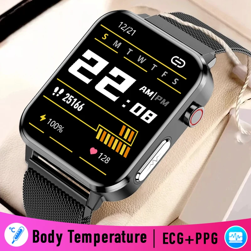 

Men PPG ECG E86 Smart Watch With Body Temperature Heart Rate Blood Pressure Monitor Smartwatch 1.7inch Women Sport Watch