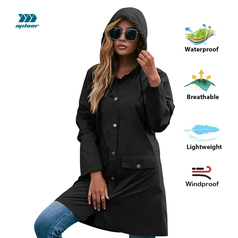 

Женская походная куртка, водонепроницаемая куртка средней длины для походов и кемпинга, ветровка для спорта на открытом воздухе, дождевик д...