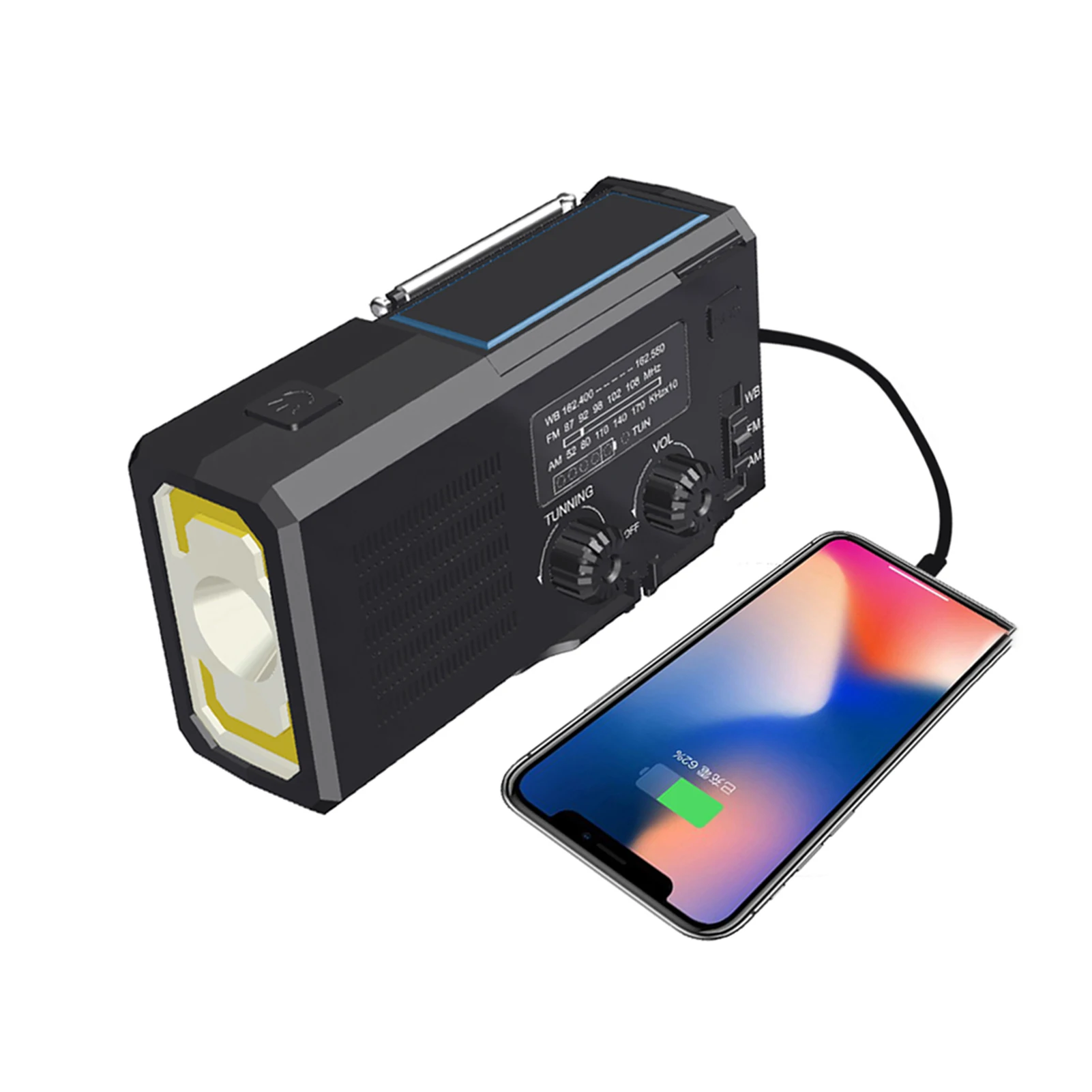 

Portable Hand Crank Solar Radio AM/FM/NOAA Emergency Radio 4000mAH Battery 3LED Flashlight SOS Alarm Power Bank Survival Gear