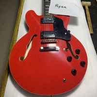 high quality relic guitar f hole semi hollow body 335 electric guitar red color nitrolacquer finish