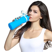 new hot sell foldable portable silicone water bottle camping cup with anti leak valve sports cup bpa free