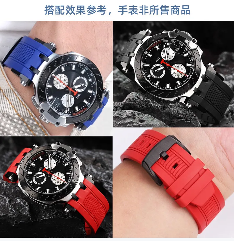 Фото Резиновый ремешок для часов Tissot T-sport Racing T115.417 Moto GP T115417, металлический соединительный стержень с винтом, водонепроницаемый силиконовый ремешок для часов. №2