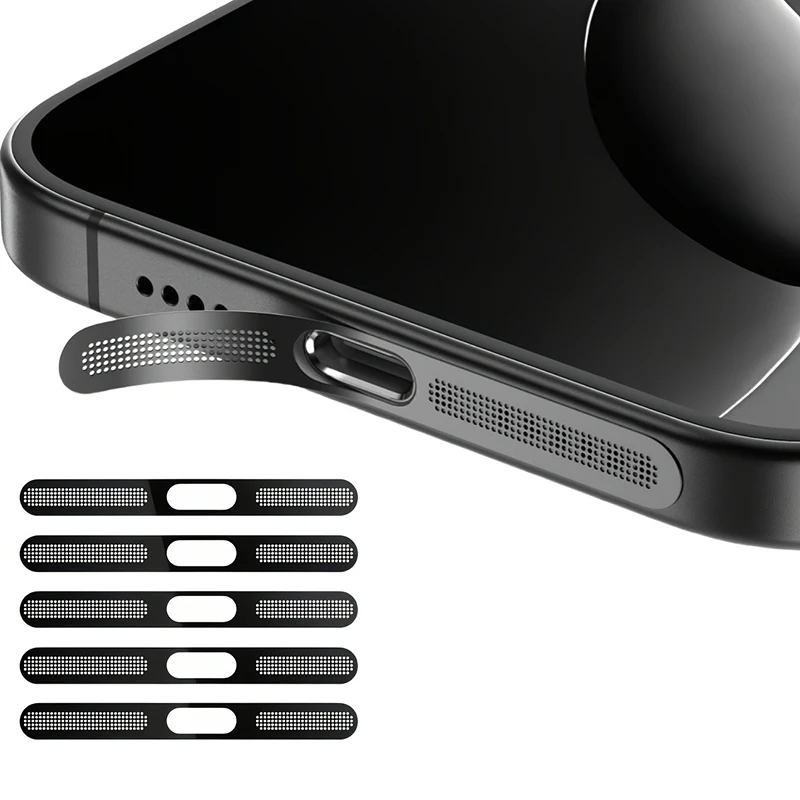 5 יחידות מדבקת רשת מתכתית עמידה באבק עבור iPhone 16 Pro 15 14 13 12 סדרת אוזניות רמקול חור מגן רשת אנטי-אבק תואם
