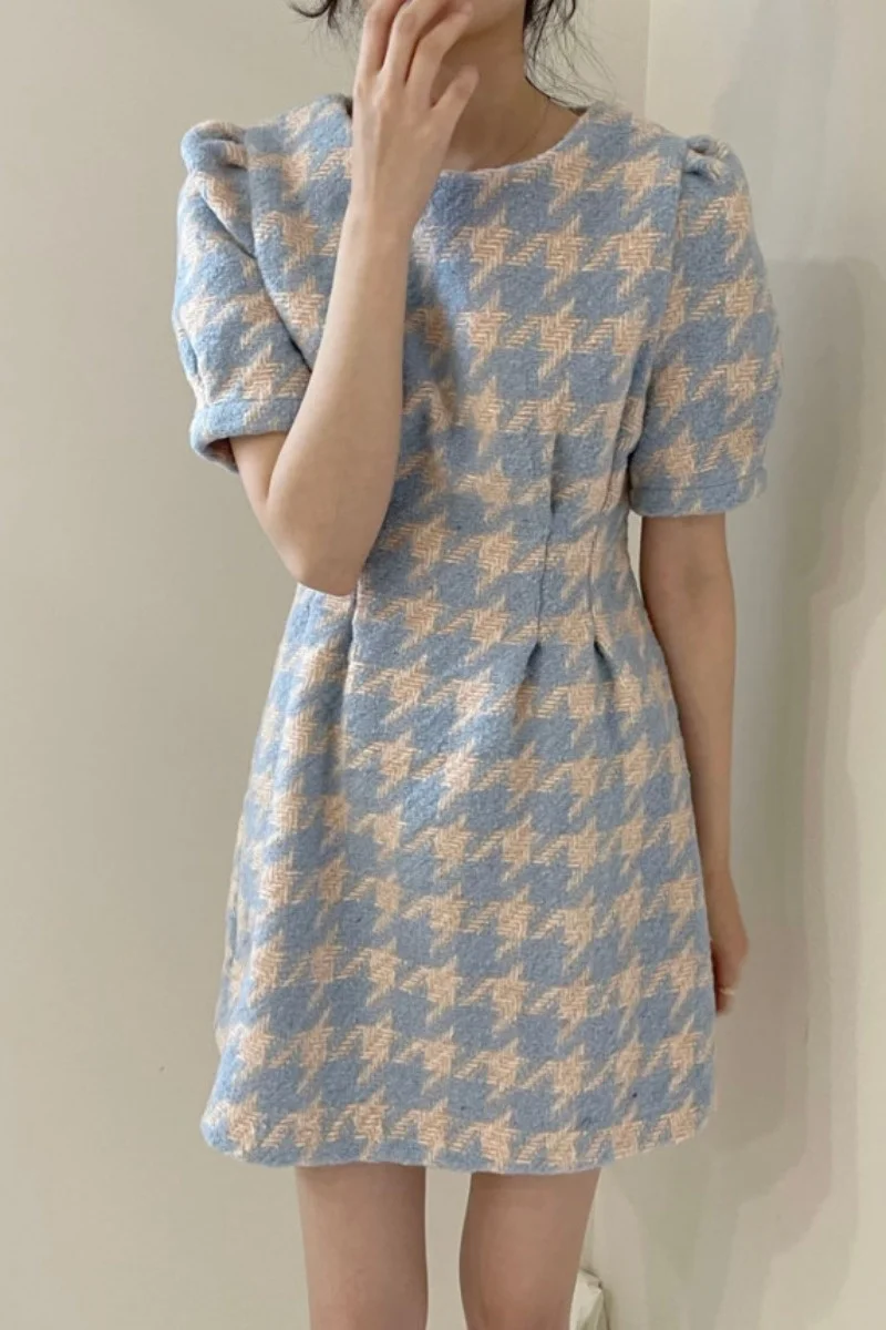 Женское платье с круглым вырезом коротким рукавом | Женская одежда