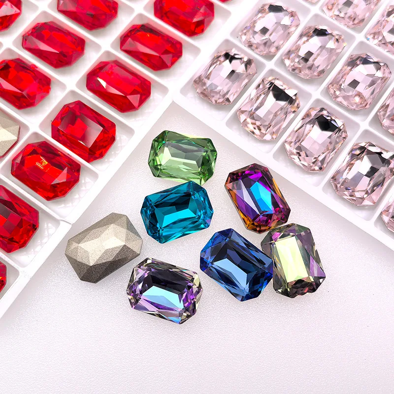 Новый K9 восьмиугольный драгоценный камень на спине стеклянный клей стразах