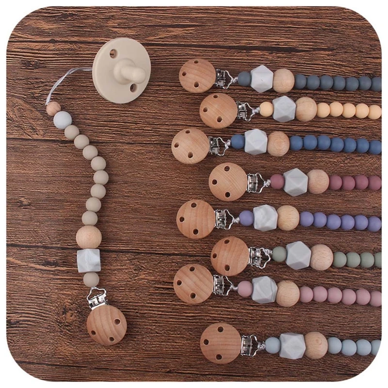 

HUYU Newborn Pacifier Beech Clip Chain BPA-free Silicone Beads Dummy Nipple Soother Holder Baby Teething Chewing Toys