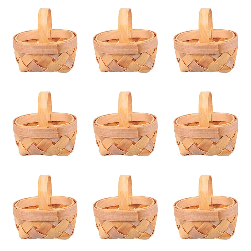 

9pcs Handwoven Mini Baskets Wooden Mini Baskets Portable Candy Storage Baskets