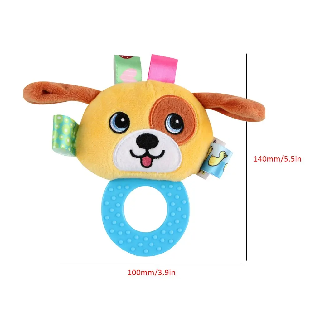 Baby Rattles Cartoon Infant Appease Doll Hand Bells Dog Panda Infant Educational Hanging Rattle Teether Toys