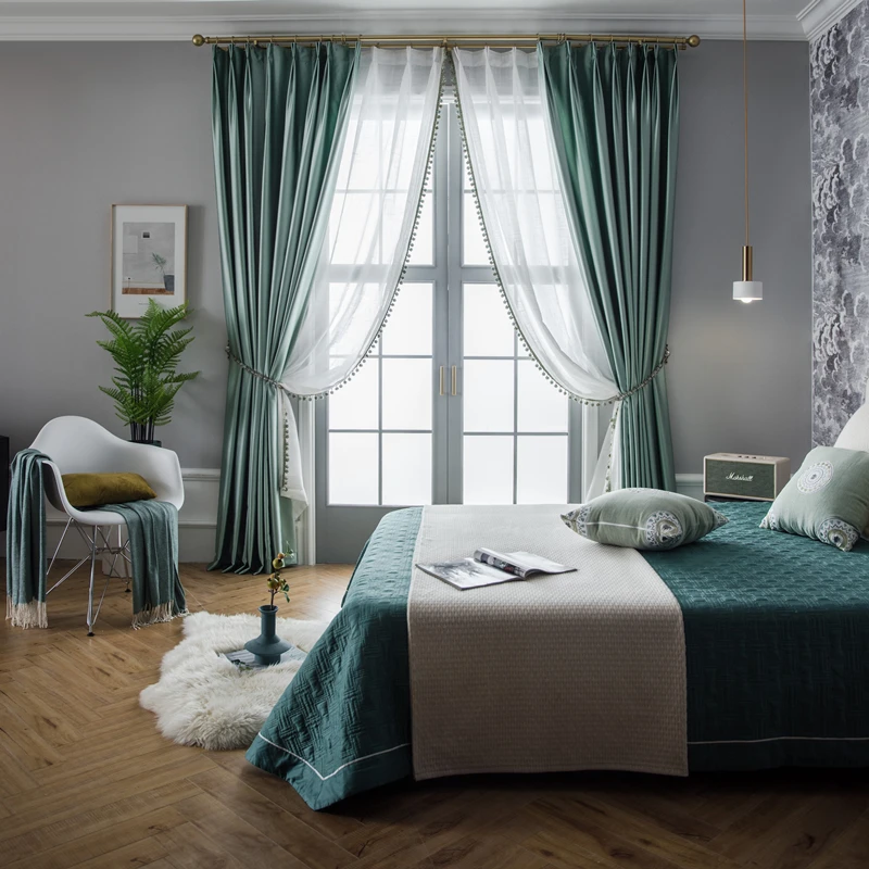 Светильник кие Роскошные весенние зеленые шелковые хлопковые шторы для гостиной