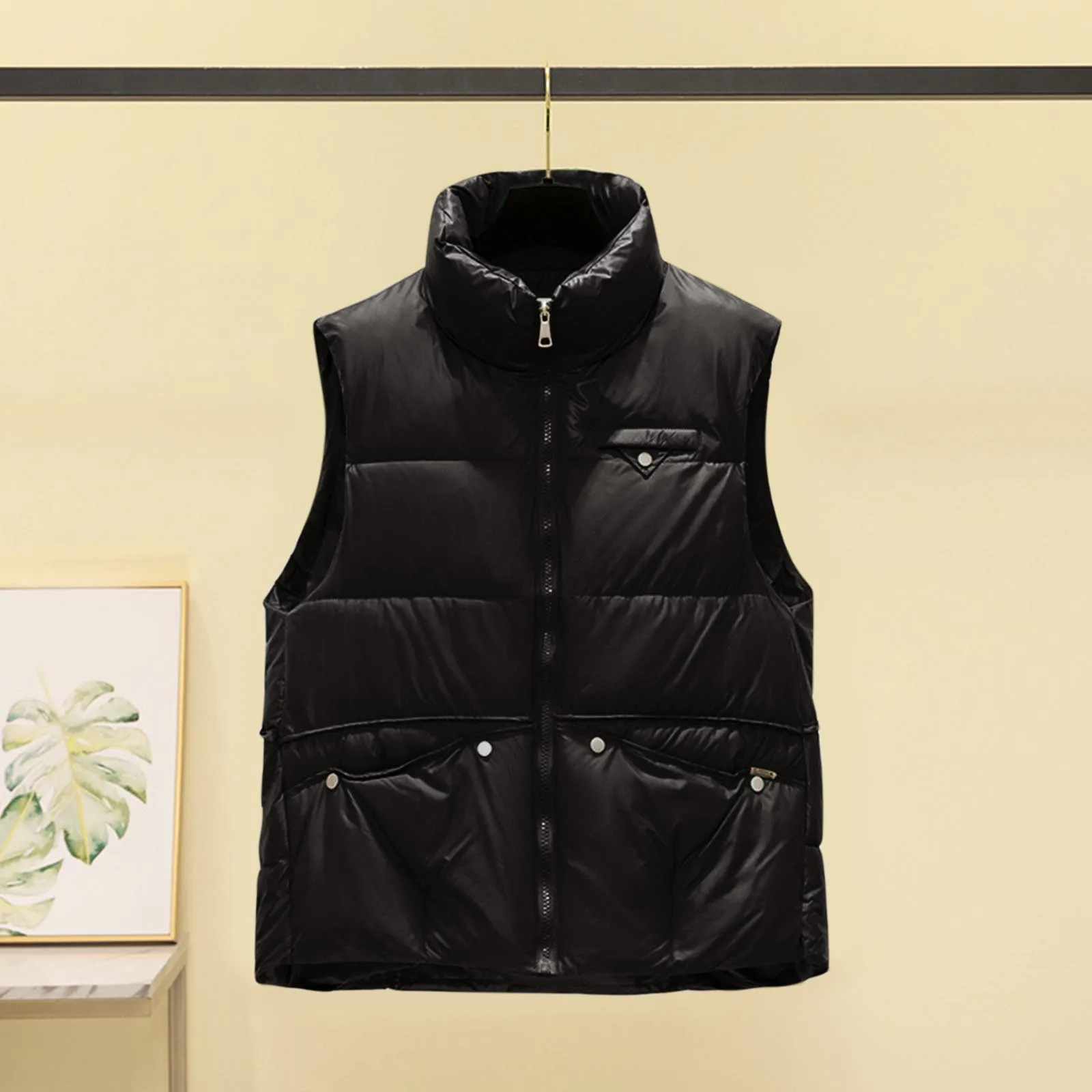 

Женский однотонный комплект, короткий пуховой жилет, стеганый жилет из искусственного пуха, свитер, платье, подходит для осени и зимы