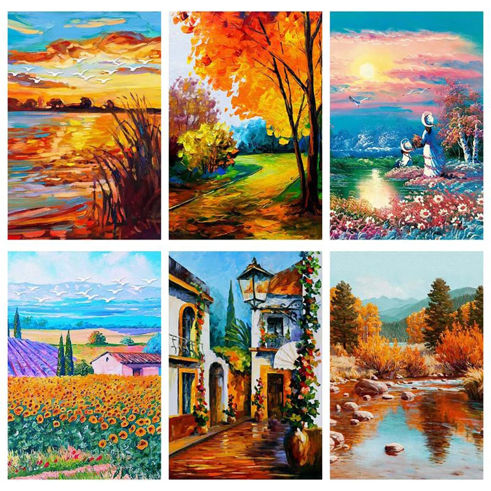 

Abstract Art Sunset Landscape DIY Diamond Painting Oil Painting Style Diamond Embroidery Wall Art Handmade Home Decor Painting