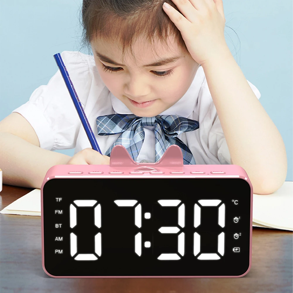 Зеркальный будильник HIFI беспроводной держатель для телефона регулируемая