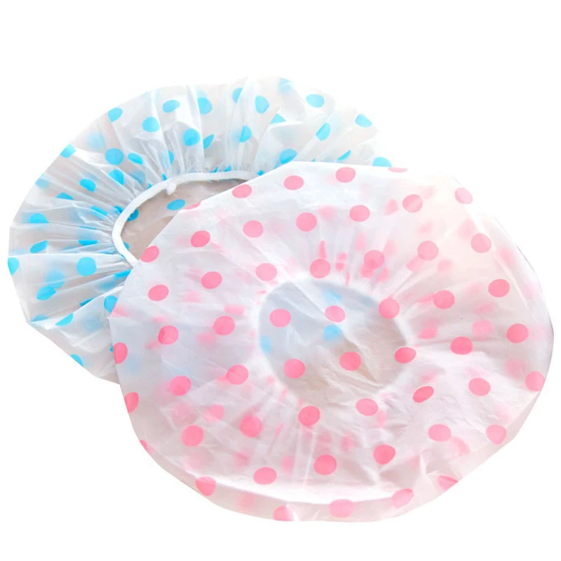 

2/4/6PCS Dot Wide Elastic Band Shower Cap Salon Bashroom Cap Thicken Wave Point Bathing Cap Spa Hair Salon Supplies Fashion