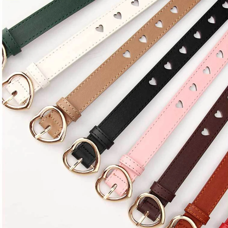 Women Belt Hollow Out Loving Heart Ladies Waist Belt for Trousers Pin Buckle Leather personality Female Vintage Belt 24cmX105cm