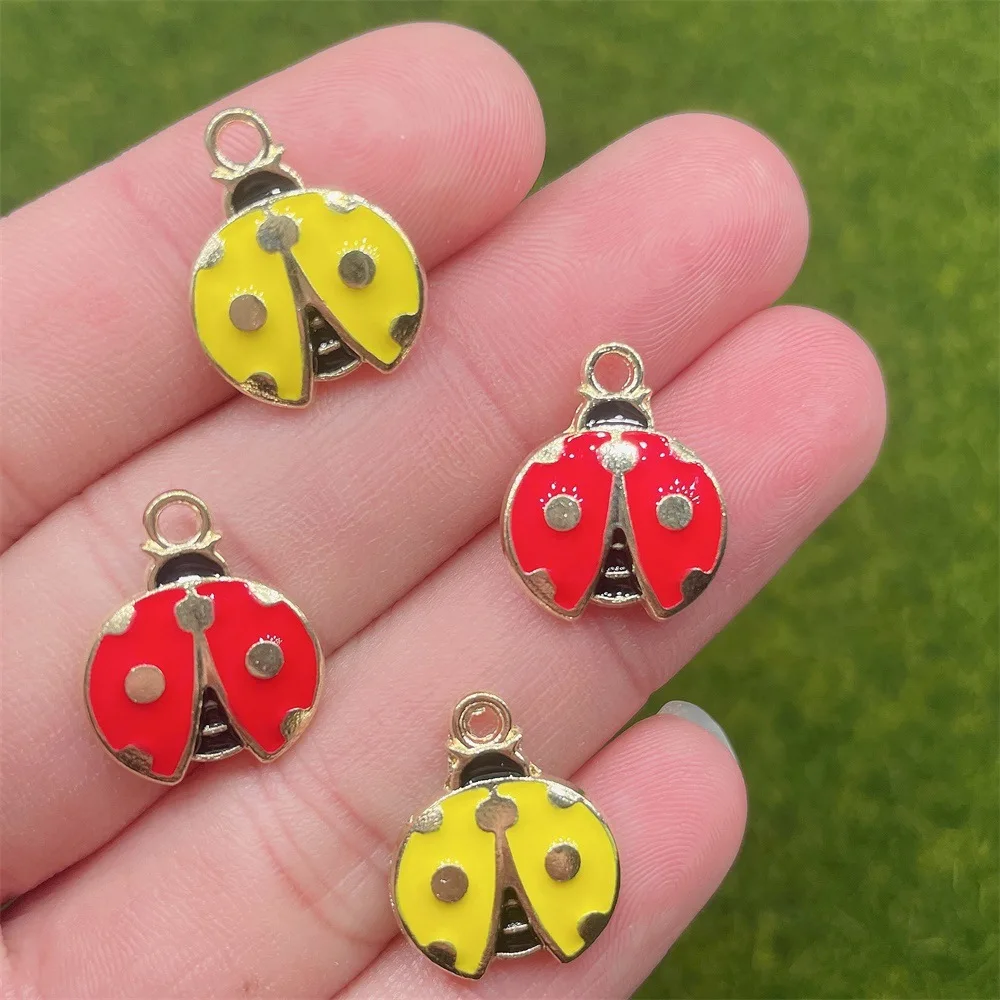 

10Pcs/lot Enamel Cute Ladybug Charms Insect Alloy Pendants For Diy Jewelry Making Earrings Necklace Handmade Accessories
