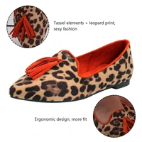 tassel leopard women shoes moccasins spring summer leather boat shoes light loafers slip on drive flats low top breathable shoes