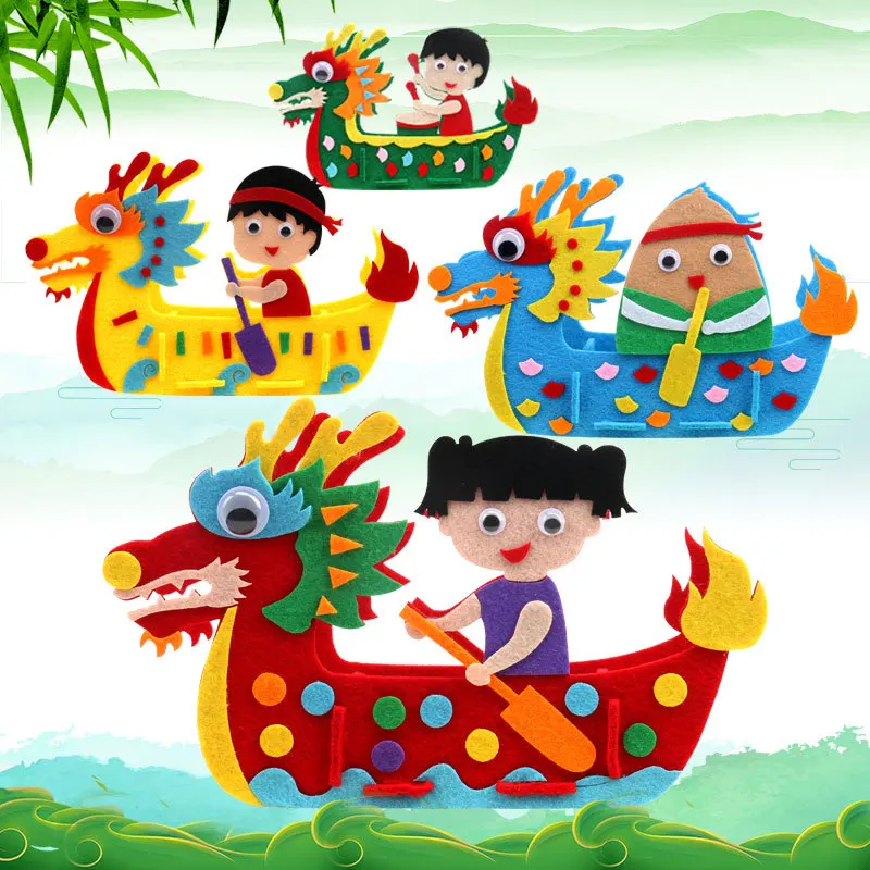 

3D DIY Felt Craft Kit Dragon Boat Art Development Toys Handmade for Educational Learning Art Graft Boys Girls Birthday Gifts