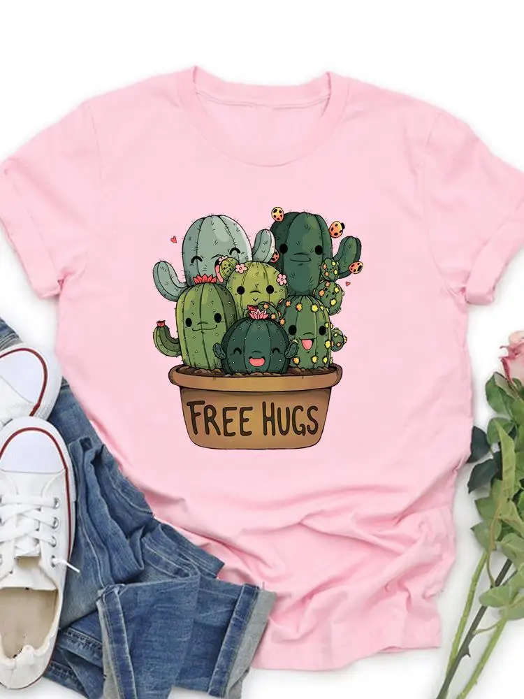 

Cactus Plant Love Style Trend Clothing Casual Female Tee Women Summer T Fashion Printed Short Sleeve Clothes Graphic T-shirts