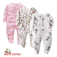 100% Cotton Jersey Onepieces Jumpsuit Baby Rompers Sleepers Newborn Sleepsuits Cute Allover Printing Growing Jumper Roupa Bebe