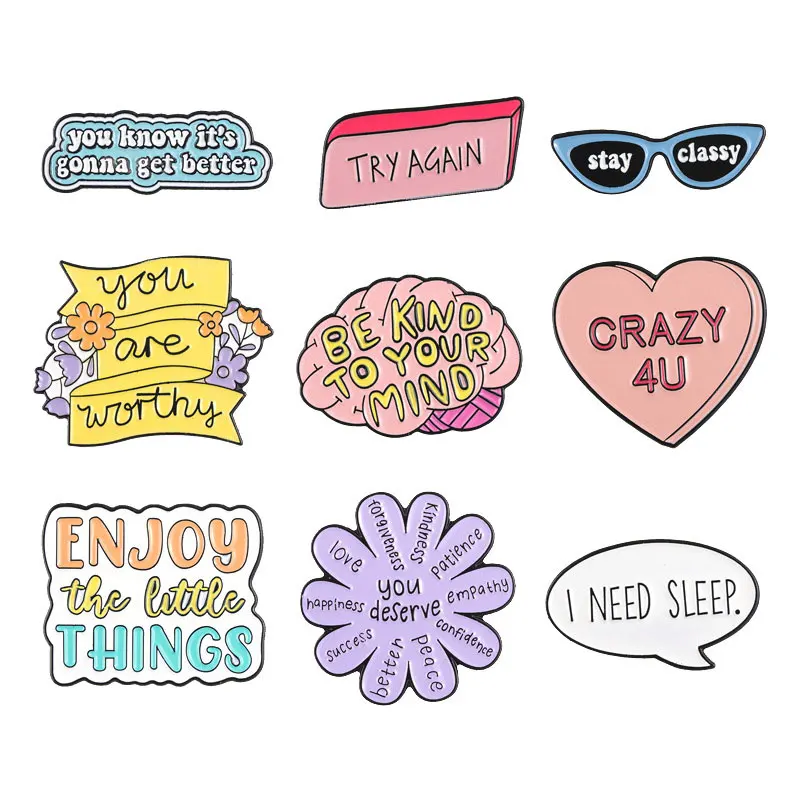 

You Deserve Try Again Enamel Pin Inspirational Banner Metal Brooch Backpack Clothes Lapel Badges Cool Slogan Quotes Jewelry Gift