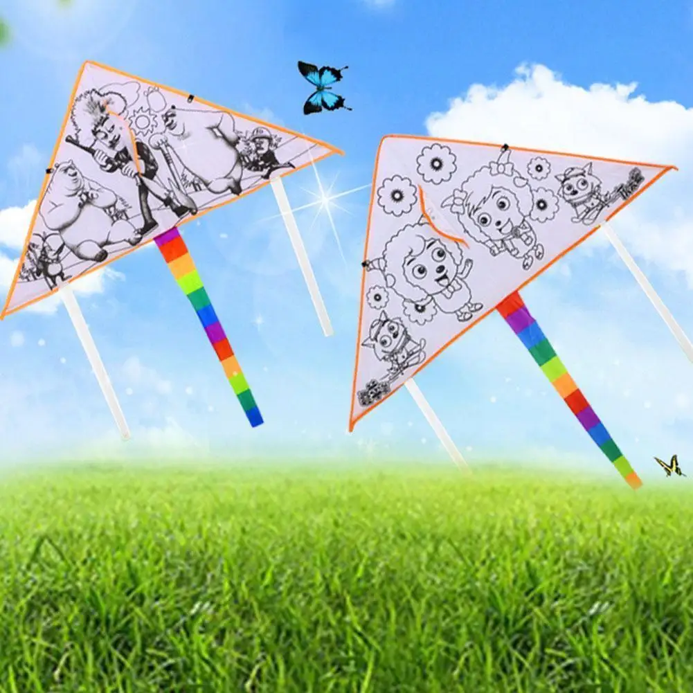 

2021 Diy Children's Graffiti Blank Kite Coloring Kite Outdoor Kites Flying Toys Kite For Children Kids G2t2