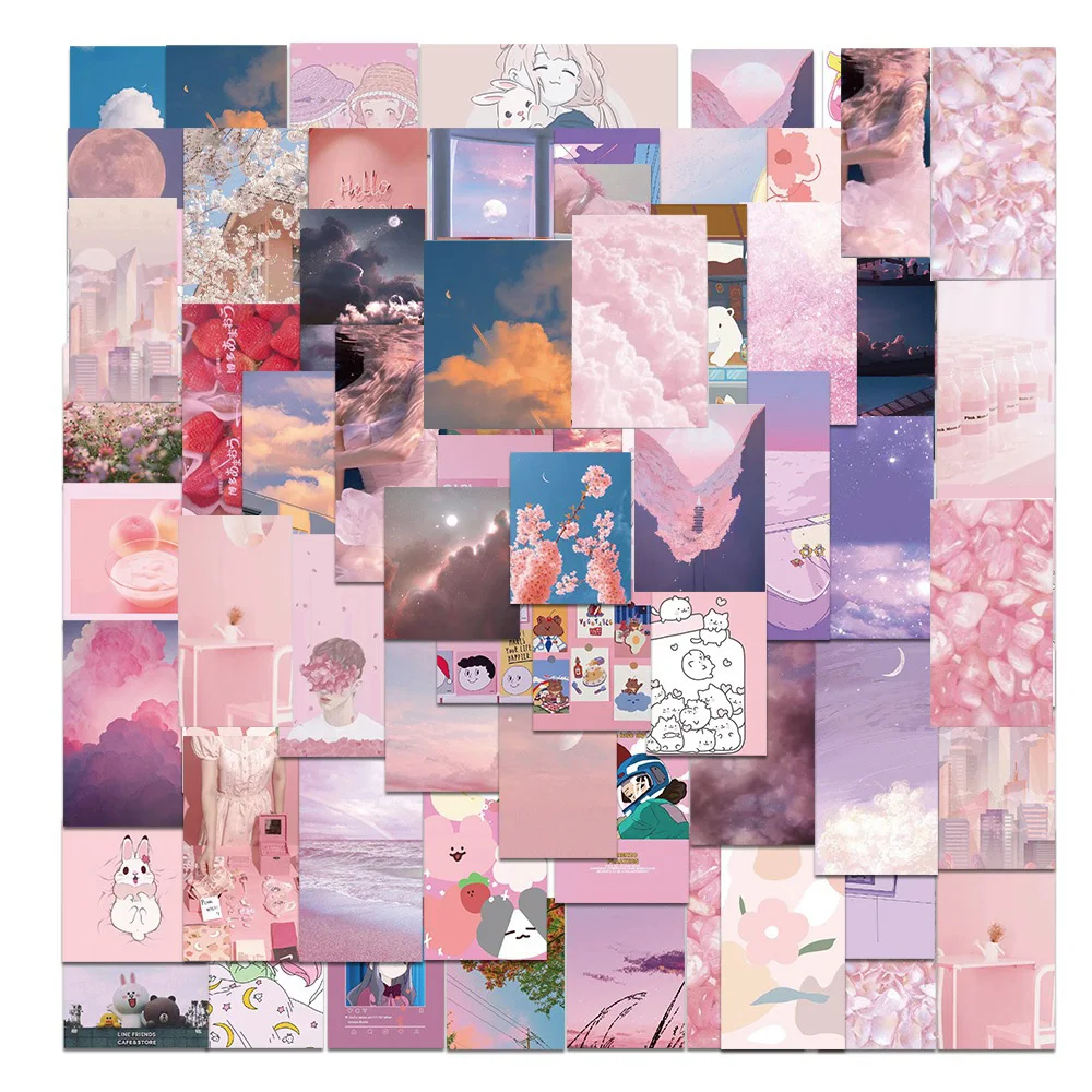 

10/30/50pcs Kawaii INS Pink Graffiti Decal Stickers Grils Aesthetic DIY Notebook Laptop Water Bottle Waterproof Sticker for Kids