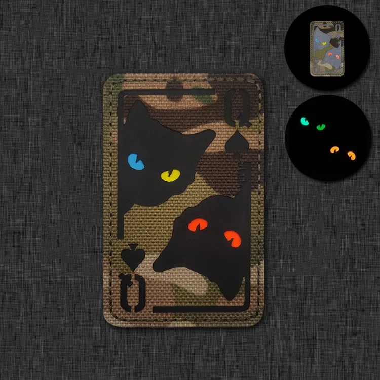 

Spade Q Laser Cut IR Hook and Loop Patches for Clothing Cat Poker Morale Badges on Backpack Hat Sticker Camouflage Armband Patch