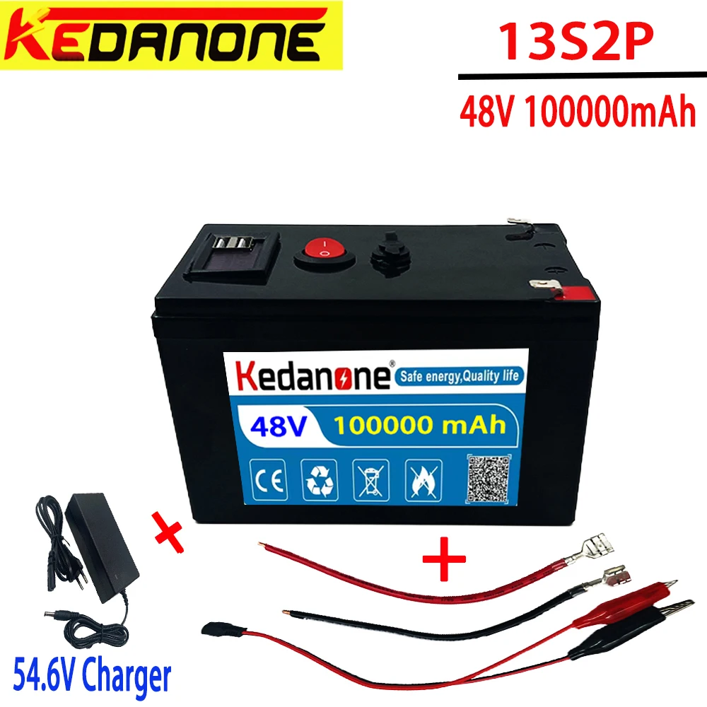 

18650 lithium battery pack 48V 13S2P100Ah - 140Ah Rechargeable battery for solar energy electric vehicle battery,charger+54.6V