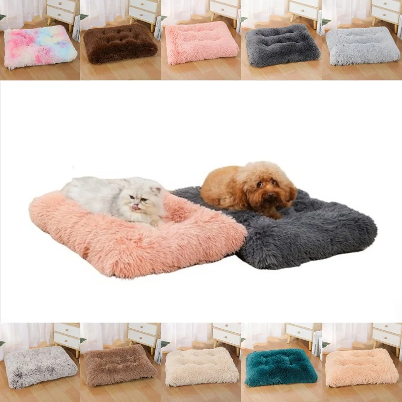 

Square Super Soft Dog Cushion Warm Plush Cat Mat Pads Beds For Large Dogs Puppy Doghouse Pet Beds Products Portable Accessories