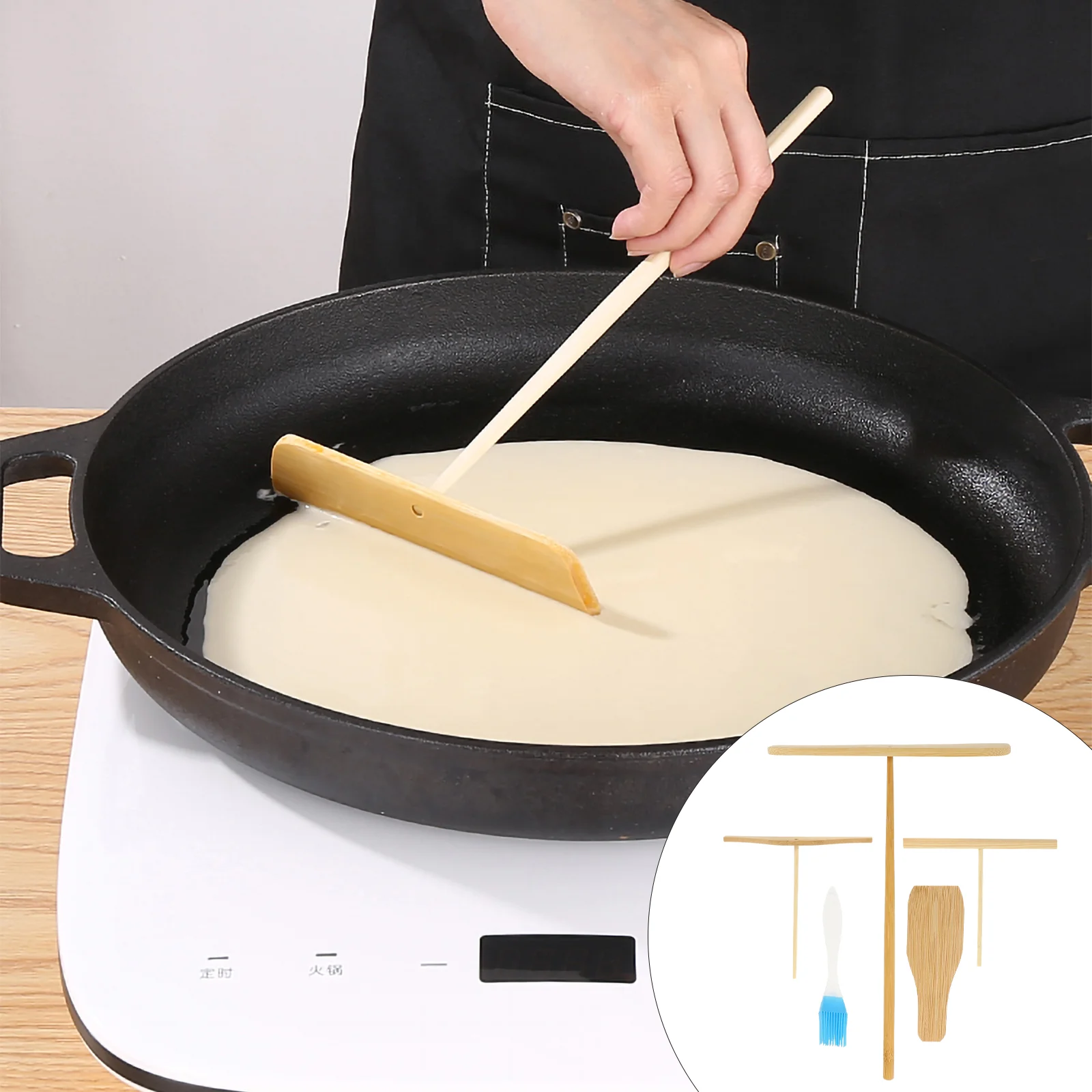 

5 Pcs Grill Scraper Crepe Spreader Crepe Scraper Dough Spreader Crepe Pan Spreader Wood Crepe Spatula