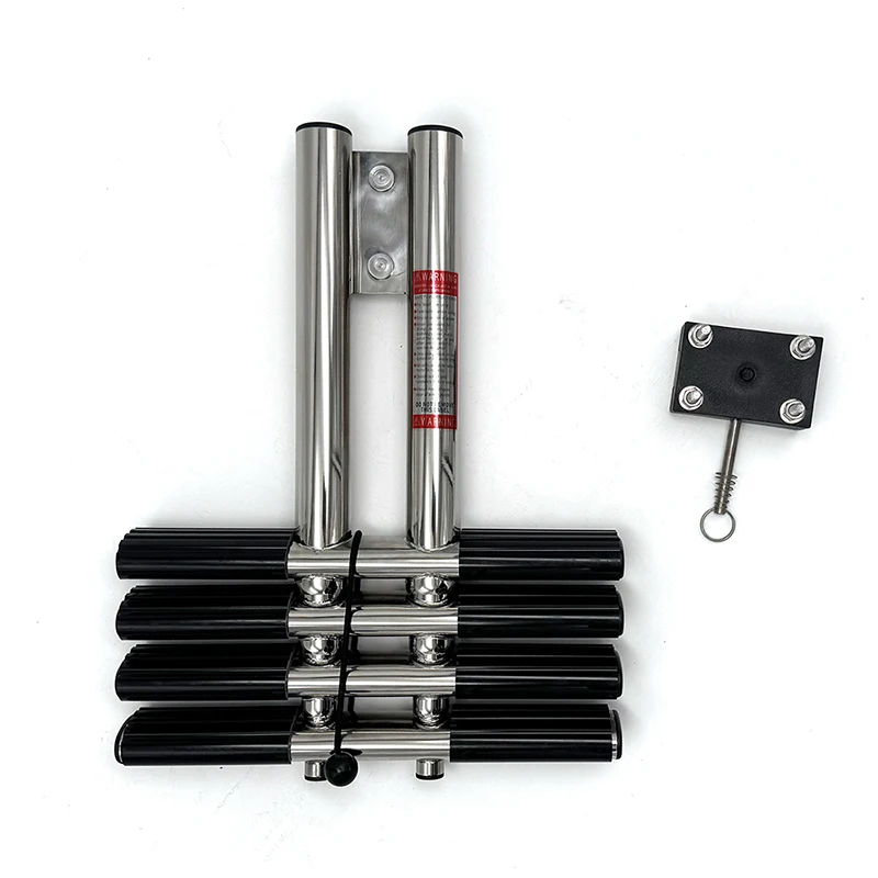 4-ступенчатая складная лестница Winibo из нержавеющей стали с резиновыми захватами