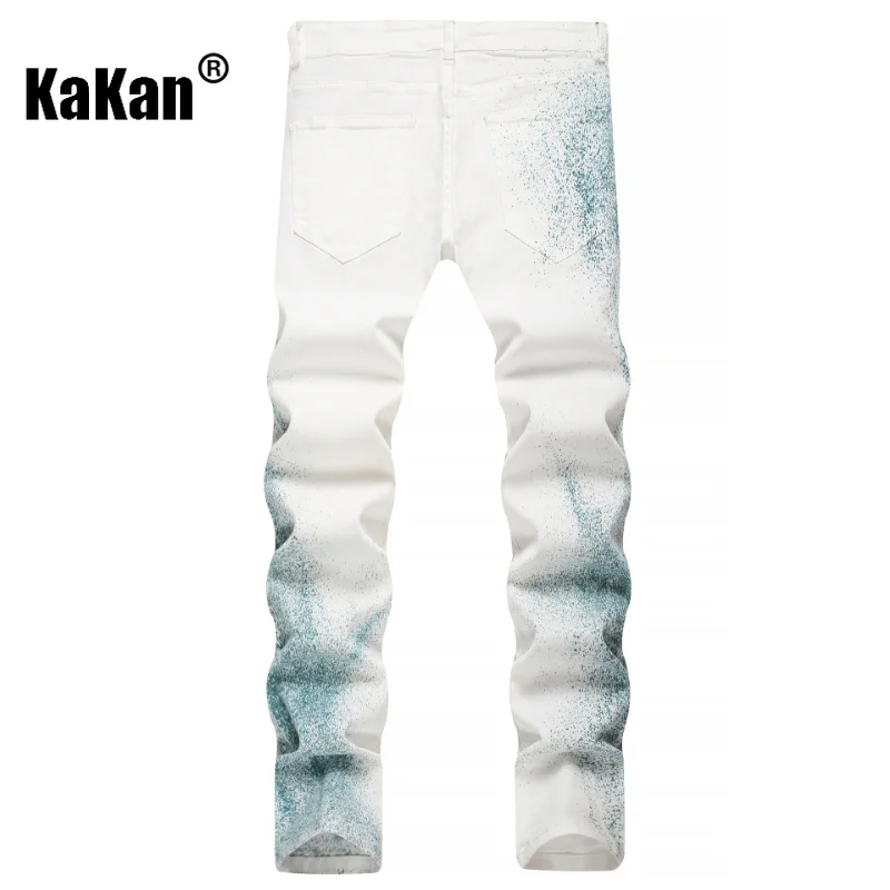 Kakan - Summer New Street Men's Jeans, Personalized  Handdrawn Trendy Slim Fit Long Jeans K19-1321