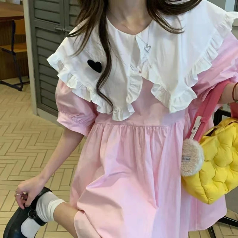 

INS Flowing Fairy Skirt Female Student Summer Korean Edition Big Boy Loose Doll Neck Skirt Japanese Sweet and Cute College Style