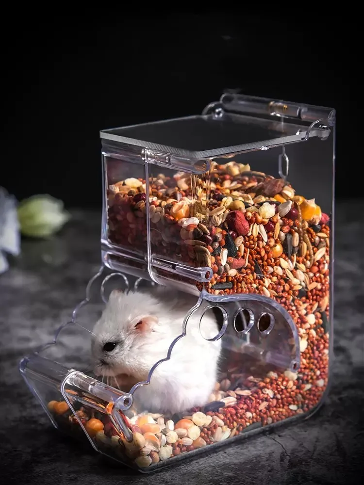 

Hamster Rabbit Food Dispenser Feeder Plastic Clear Automatic Pet Feeder For Hamster Guinea Pigs Food Bowl Container