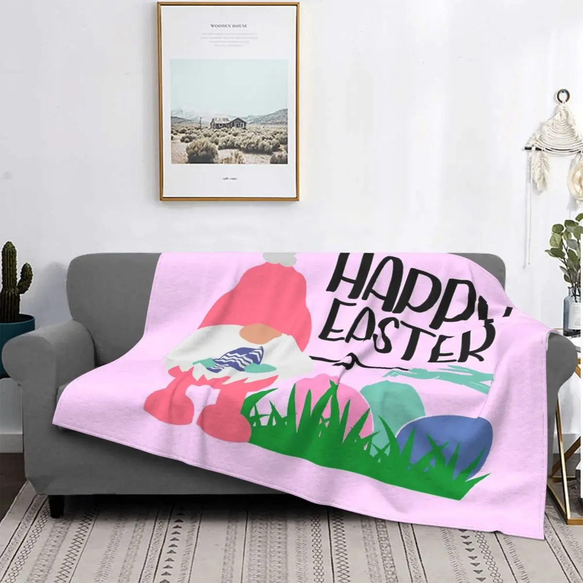 

Manta adorable de caza de huevos de Pascua, colcha para cama de muselina a cuadros, manta Kawaii, edredones y colcha