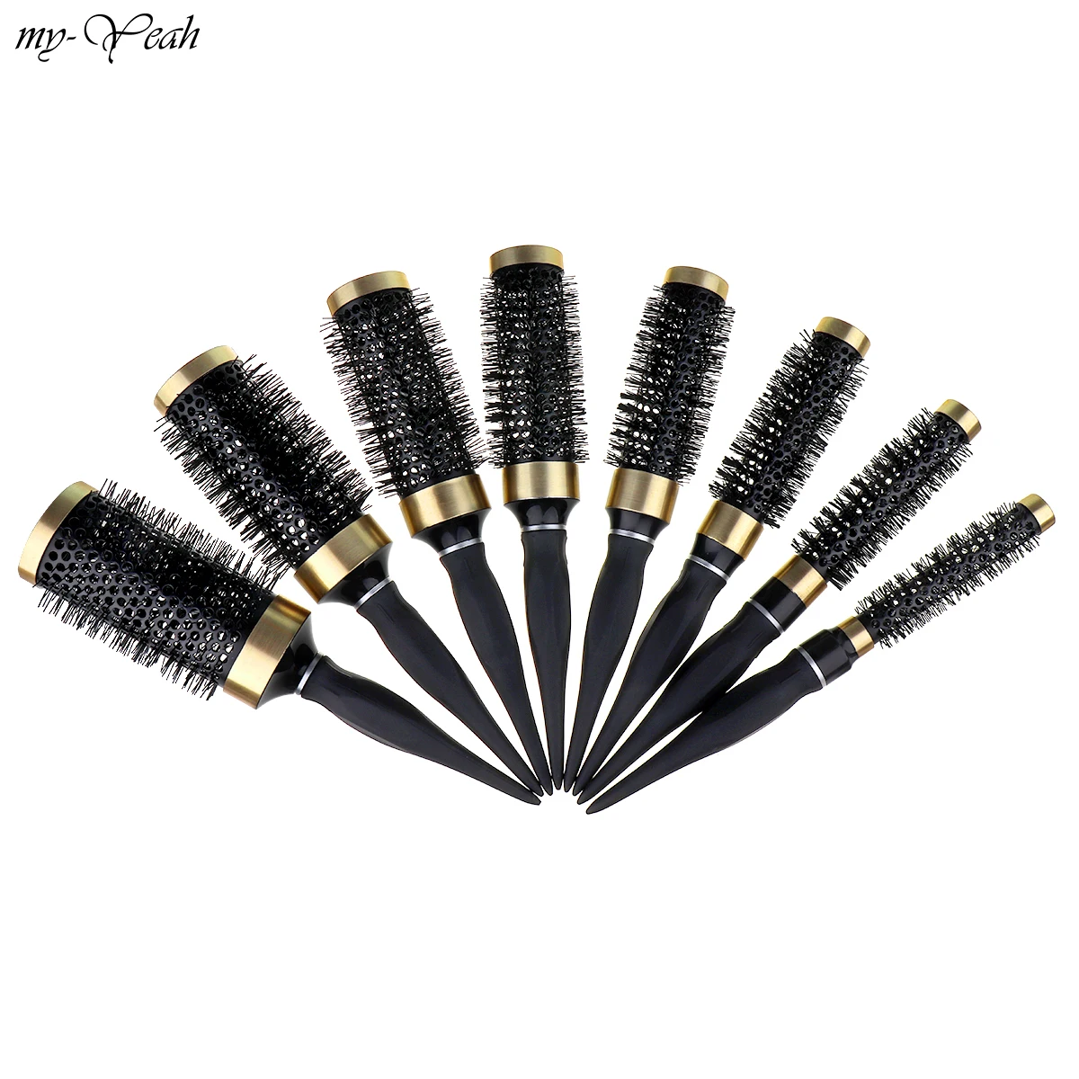 

8 Size Iron Hair Brush Anti-Static High Temperature Resistant Round Barrel Hair Comb Drying Curling Barber Accessories DIY Home