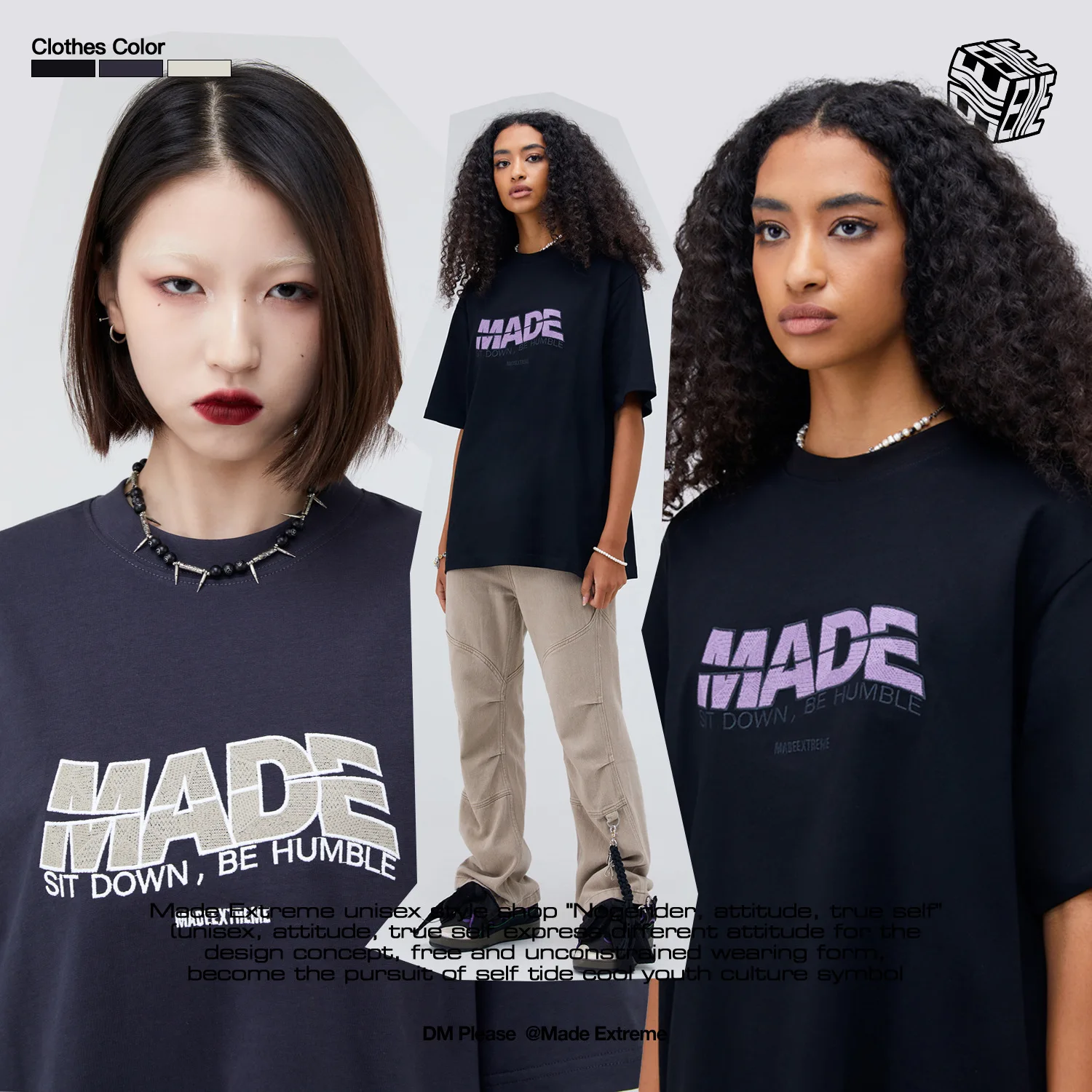 

Мужская футболка с вышивкой логотипа MADEEXTREME, Повседневная футболка в стиле Харадзюку, Y2k, лето 2023