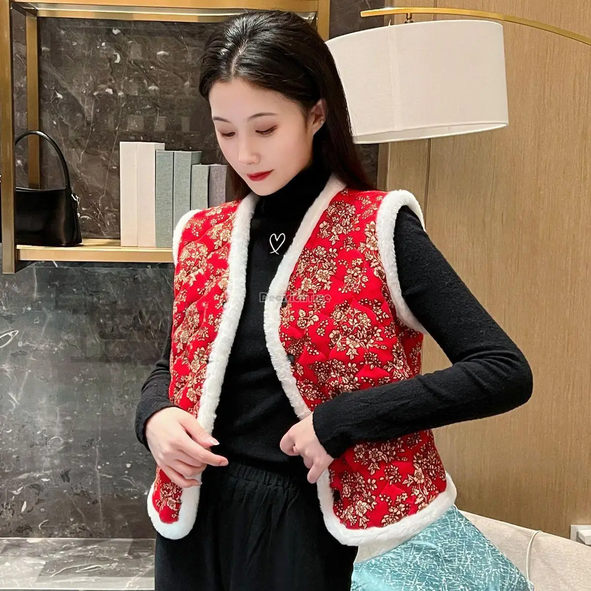 

2023 new fashion chinese style women sleeveless shirts qipao tops waistcoat retro vest oriental clothing festival tang suit a733